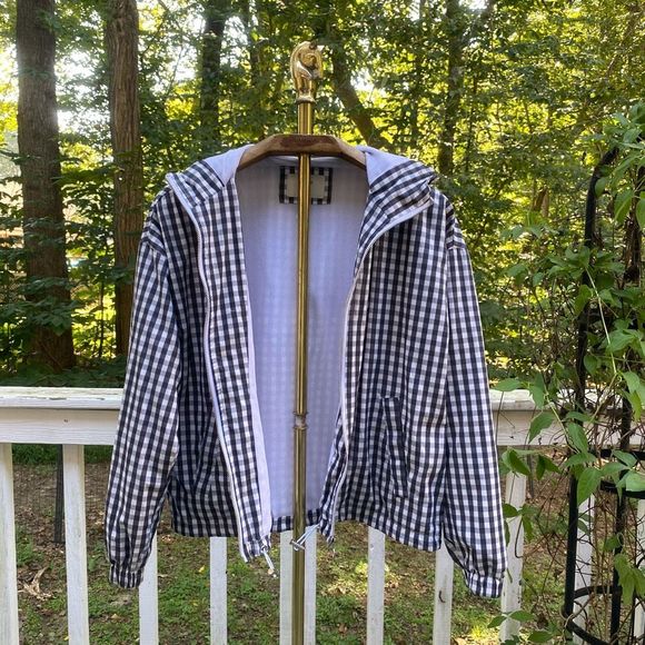 Forever 21 Black White Gingham Rain Jacket Windbreaker - Picture 3 of 7